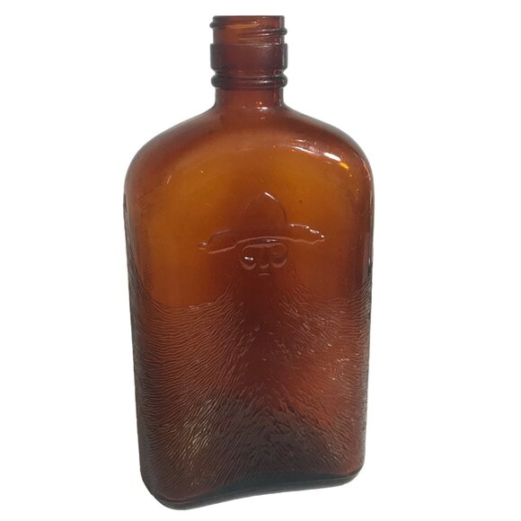 Bearded Man Whiskey Amber Bottle Vintage Gooderham & Worts Toronto Canada - Picture 1 of 10